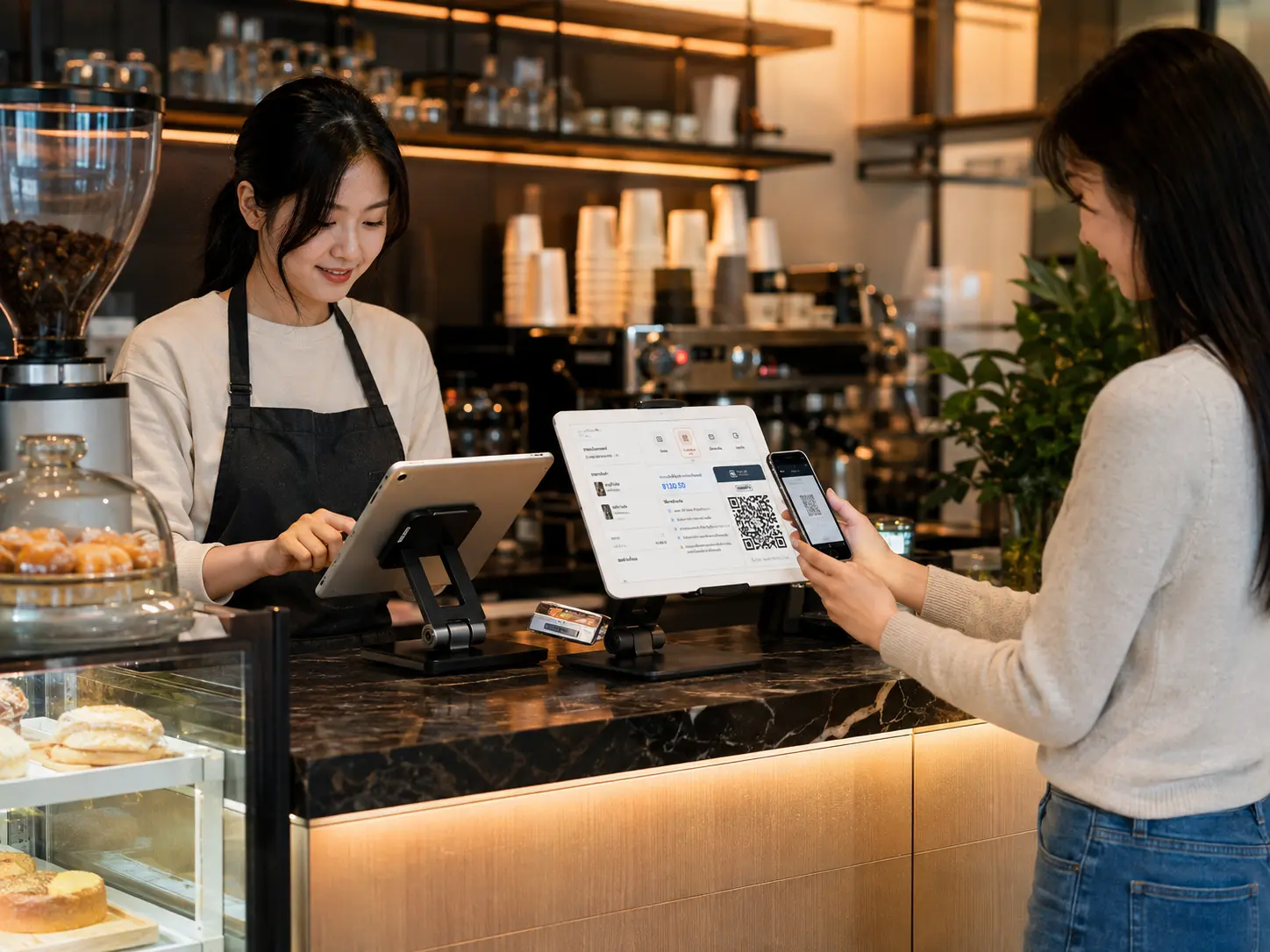 จอแสดงผลฝั่งลูกค้า Customer Display รองรับ iOS Android เชื่อมต่อผ่าน WiFi